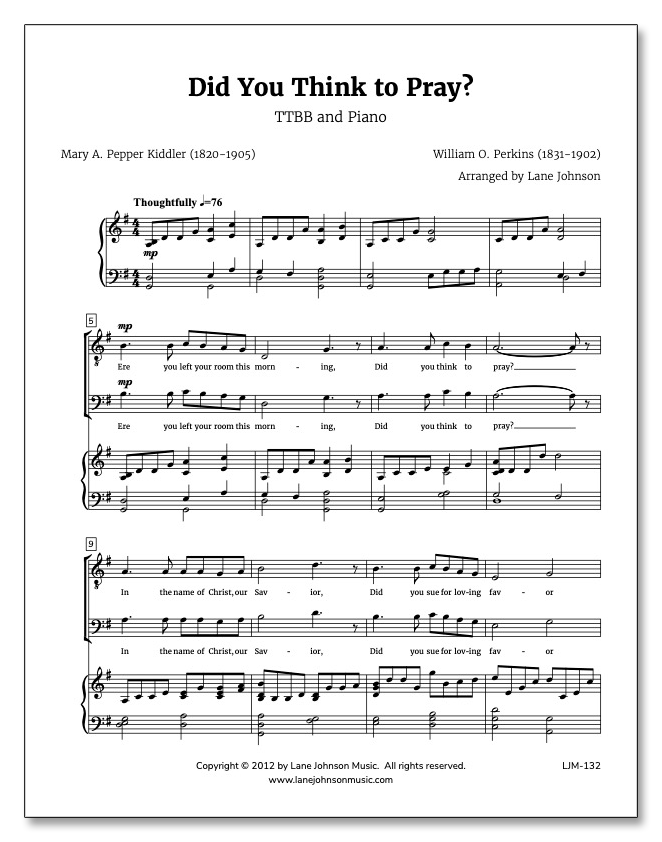 Lane Drive first_page 1531a0KMqp33ozbR7BC_K-XlR_4SqhYwL: Did You Think to Pray — TTBB