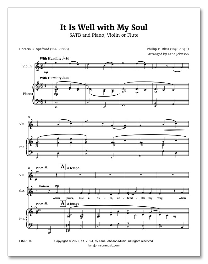 Lane Drive first_page 1B81ZaaQXAEr_hQPbu9q3Z-mhjm8JXPUr: It Is Well with My Soul — SATB