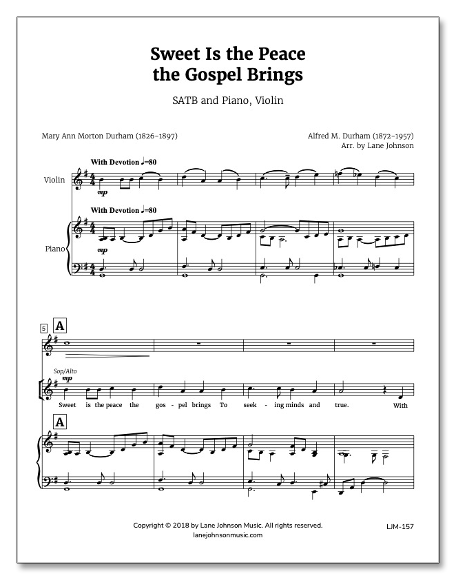 Lane Drive first_page 1Ft4Yf85xibaoF1cbjoj_eghOlOqP6g9g: Sweet is the Peace the Gospel Brings — SATB