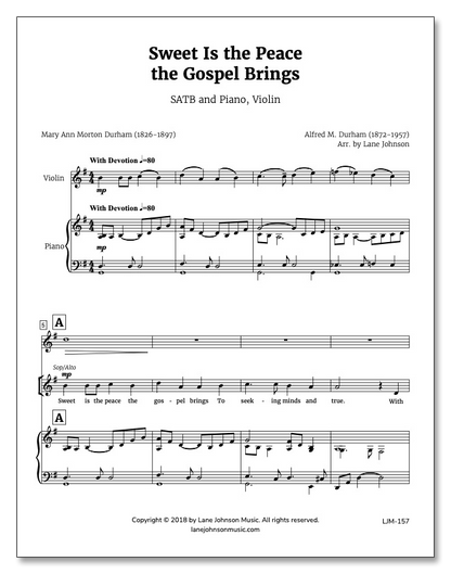 Lane Drive first_page 1Ft4Yf85xibaoF1cbjoj_eghOlOqP6g9g: Sweet is the Peace the Gospel Brings — SATB