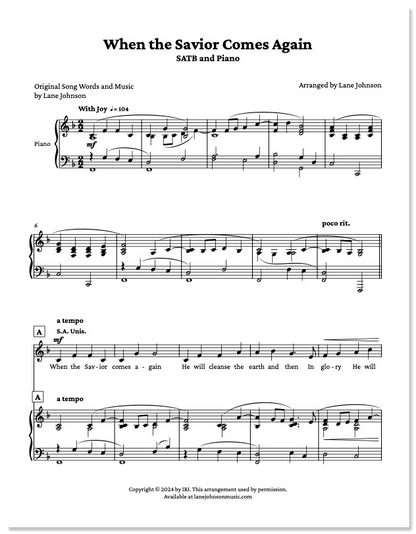 Lane Drive first_page 1OApc_flIOu89lBe3AlNFtltsj8f4Btca: When the Savior Comes Again — SATB