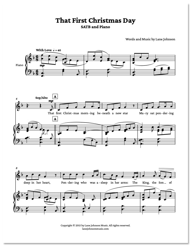 Lane Drive first_page 1QVLT3s6YulUighnkJyngqjDOoMN0WnkX: That First Christmas Day — SATB