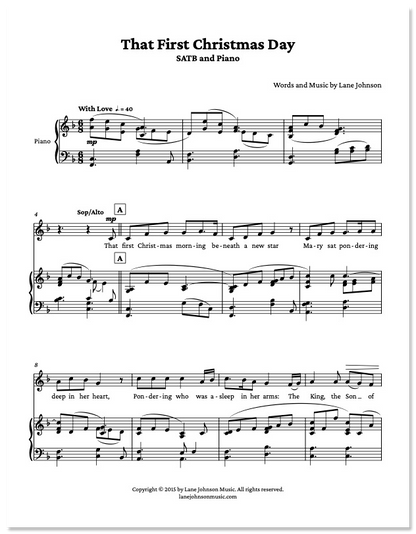 Lane Drive first_page 1QVLT3s6YulUighnkJyngqjDOoMN0WnkX: That First Christmas Day — SATB