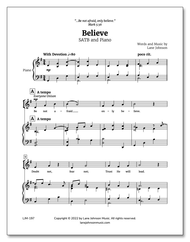 Lane Drive first_page 1QgGTnHgXxdv5uy_czj54Ak_8ePDCCFyI: Believe — SATB