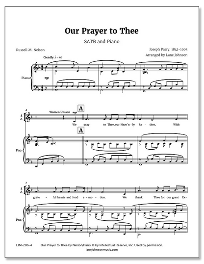 Lane Drive first_page 1Vacwr9Q7mUy0_itcT6tB5aumADadU4ki: Our Prayer to Thee — SATB
