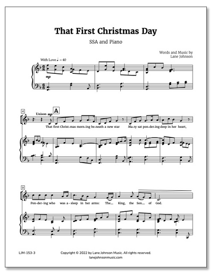 Lane Drive first_page 1a1razECC1anKZvCoBLpVZ8l1Vng2s2bh: That First Christmas Day — SSA