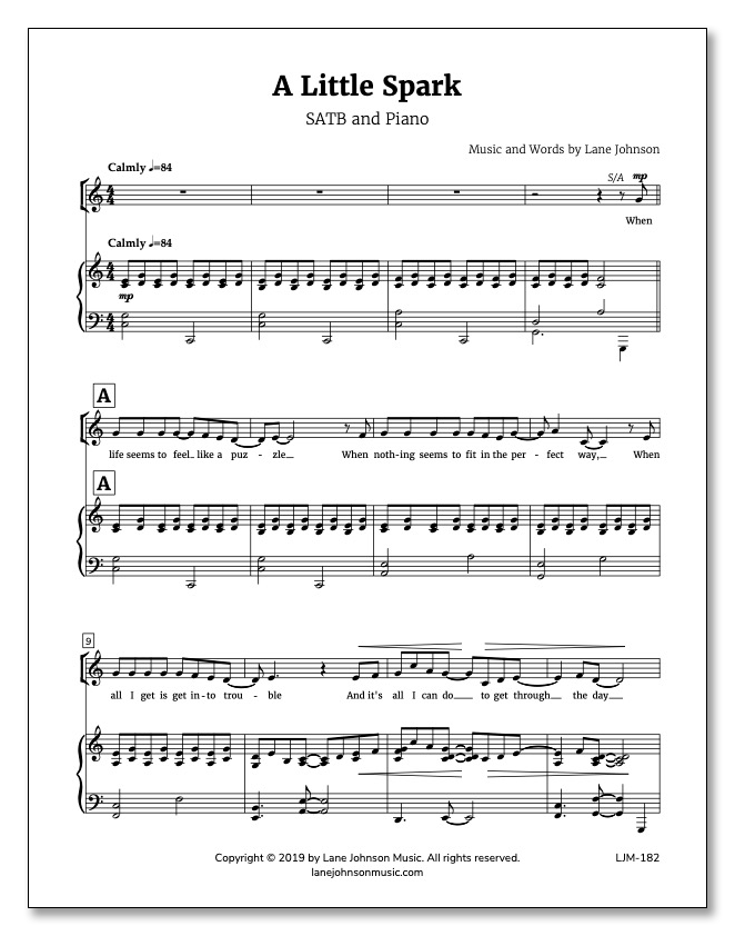 Lane Drive first_page 1vNAhYlXUF9Qdbgh20FQxZ8nZ9D-dlhc0: A Little Spark — SATB