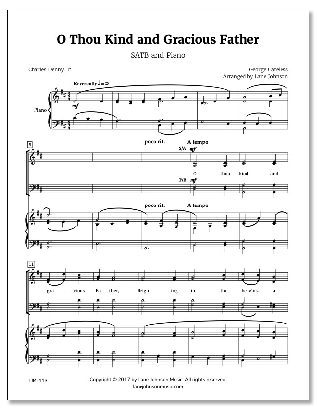 Lane Drive first_page 1xID8bJH9hoFI_2AungbR4o9-RlWige8Q: O Thou Kind and Gracious Father — SATB
