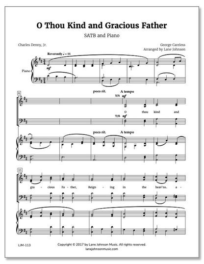 Lane Drive first_page 1xID8bJH9hoFI_2AungbR4o9-RlWige8Q: O Thou Kind and Gracious Father — SATB