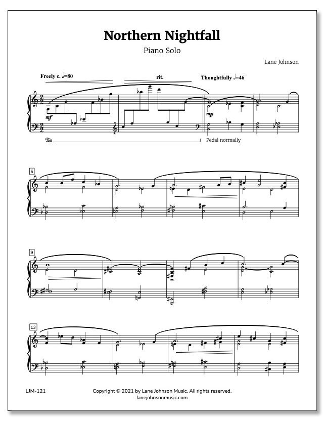 Lane Drive first_page 1yXV7ADLmKINVhvLBdsyfPdqU6VioWlxr: Northern Nightfall — Piano Solo