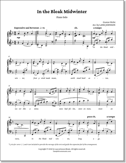In the Bleak Midwinter — Piano Solo first-page preview